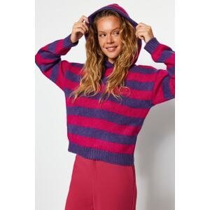 Trendyol Pink Hoodie Detail, Soft Textured Knitwear Sweater