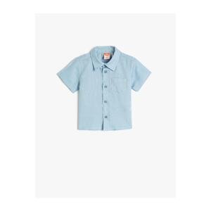 Koton Linen Blend Shirt Short Sleeve Pocket Detailed