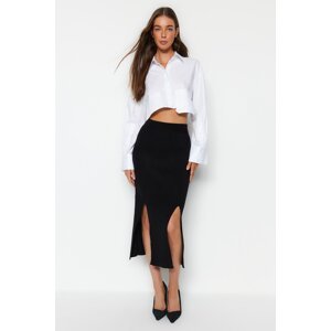 Trendyol Black Midi Length Skirt With Slit Detail