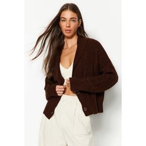 Trendyol Brown Soft Textured Knitwear Cardigan with Buttons