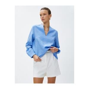 Koton Pearl Detailed Blouse, Crimped Collar