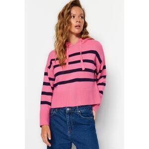 Trendyol Pink Hooded Knitwear Sweater
