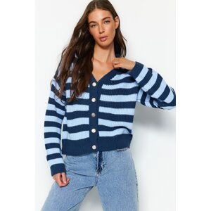 Trendyol Oil Wide Fit Striped Knitwear Cardigan