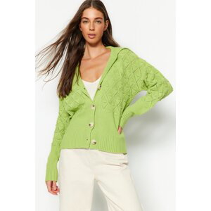 Trendyol Pistachio Green, Wide fit Cardigan with Openwork/Perforated Knitwear
