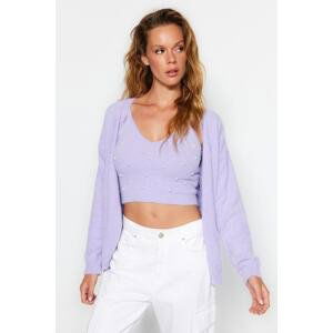 Trendyol Lilac Pearl Accessories, Feather Knitwear Cardigan