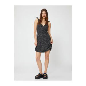 Koton Mini Dress with Straps A-Line V-Neck Tie Detail