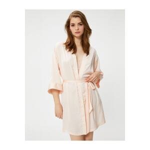 Koton Bride Dressing Gown Satin Belted Shiny Stone