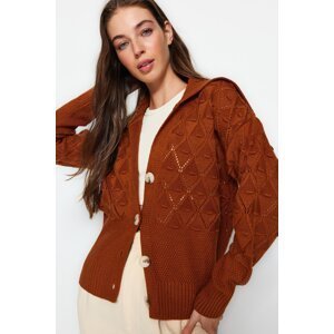Trendyol Tile Wide Fit Knitwear Cardigan with Openwork/Perforations