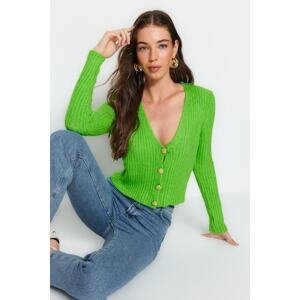 Trendyol Green Crop V-Neck Knitwear Cardigan