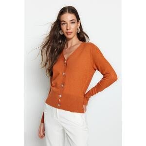 Trendyol Orange Premium Yarn/Special Yarn Accessory Knitwear Cardigan