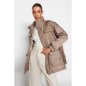 Trendyol Mink Oversize Arched, Pocket Detailed, Water-Repellent Quilted Inflatable Coat