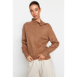 Trendyol Mink Soft Textured Standing Collar Knitwear Sweater