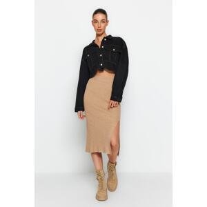 Trendyol Camel Premium Yarn/Special Thread Knitwear Skirt with Spikes