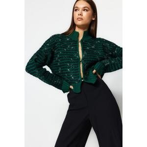 Trendyol zelený měkký texturovaný gradientní pletený svetr
