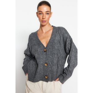 Trendyol Gray Soft-Textured Knitwear Sweater Cardigan