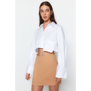 Trendyol Camel Basic High Waist A-Line Mini Length Woven Skirt