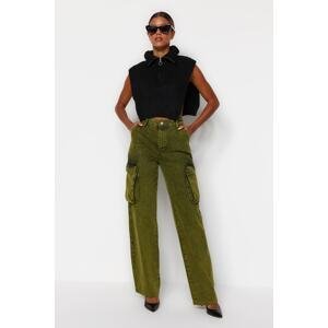 Trendyol Green High Waist Wide Leg Jeans with Cargo Pocket