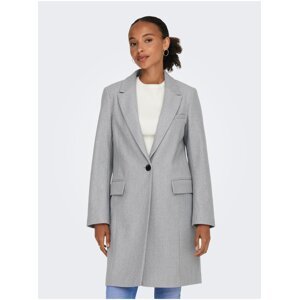 Světle šedý dámský žíhaný kabát ONLY Nancy - Dámské