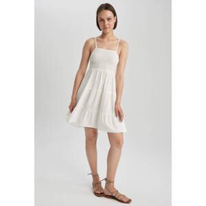 DEFACTO A Cut Strappy Crinkle Viscose Mini Short Sleeve Woven Dress