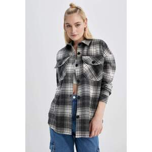 DEFACTO Flanel Shirt Collar Long Sleeve Tunic