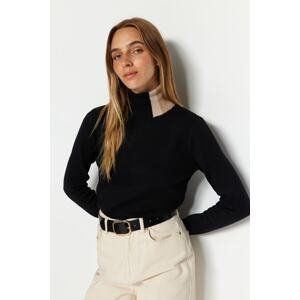Trendyol Black Premium/Special Thread Turtleneck Basic Knitwear Sweater