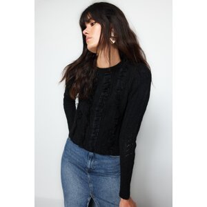 Trendyol Black Lace Tricot Sweater with Openwork/Holes and Sweater