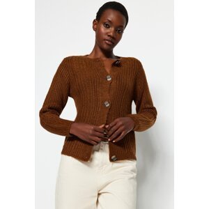 Trendyol Brown Soft Textured Basic Thick Knitwear Cardigan