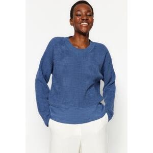 Trendyol Navy Blue Standing Neck Knitwear Sweater