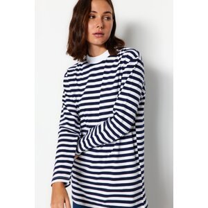 Trendyol Navy Blue Basic Striped Knitted Tunic