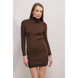 Bigdart 15797 Turtleneck Knitwear Dress - Brown