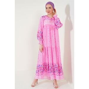 Bigdart 2175 Patterned Hijab Dress - Pink