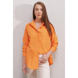 Bigdart 20153 Single Pocket Oversize Linen Shirt - Orange