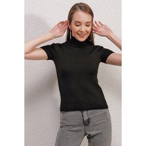 Bigdart 15819 Short Sleeve Turtleneck Sweater - Black