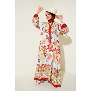 Bigdart 2423 Authentic Patterned Hijab Dress - B. Claret Red.