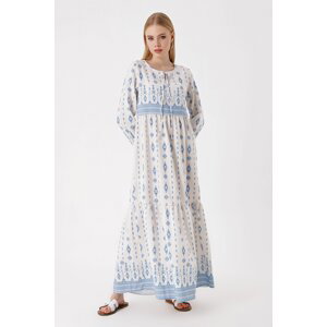 Bigdart 1947 Patterned Long Linen Dress - Light Blue