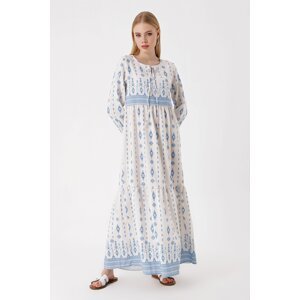 Bigdart 1947 Patterned Long Linen Dress - Light Blue
