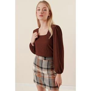 Bigdart 0442 Long Sleeve Blouse - Brown