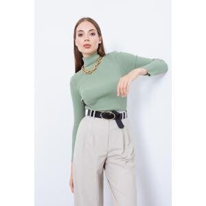 Lafaba Women's Mint Green Turtleneck Knitwear Sweater