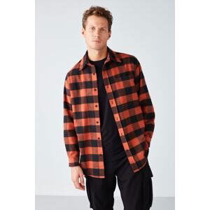 GRIMELANGE Cullen Men's Lumberjack Shirt Thick Textured Fleece Top And Soft Plaid Jacket Shir