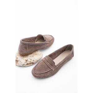 Marjin Women's Genuine Leather Loafers Casual Shoes Rosme Mink
