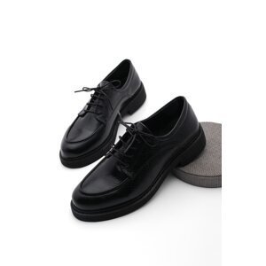 Marjin Women's Oxford Shoes Lace-up Masculine Casual Shoes Nesan black