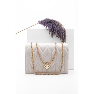 Marjin Women's Gold Color Chain Shoulder Bag Delbin Beige