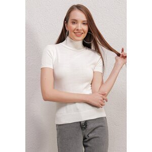 Bigdart 15819 Short Sleeve Turtleneck Sweater - White