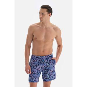 Dagi Blue Paisley Patterned Medium Swim Shorts