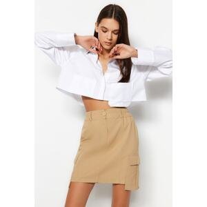 Trendyol Beige Pocket Mini Woven Mini Skirt With Elastic Waist