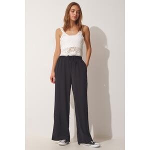 Happiness İstanbul Women's Black Summer Pant With Pockets Aerobatic Pants