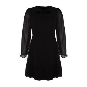 Trendyol Curve Black Plain Skater Mini Woven Dress
