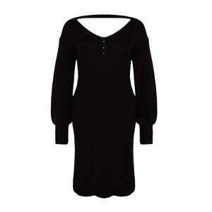 Trendyol Curve Black Knitwear Dress With Button Detailed In The Front