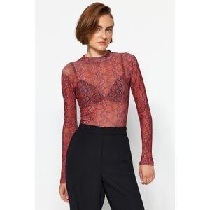 Trendyol Tile Slim Special Textured High Neck Flexible Knitted Blouse