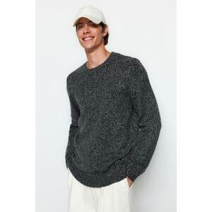 Trendyol Anthracite Unisex Regular Fit Crew Neck Label Detail Soft Knitwear Sweater.